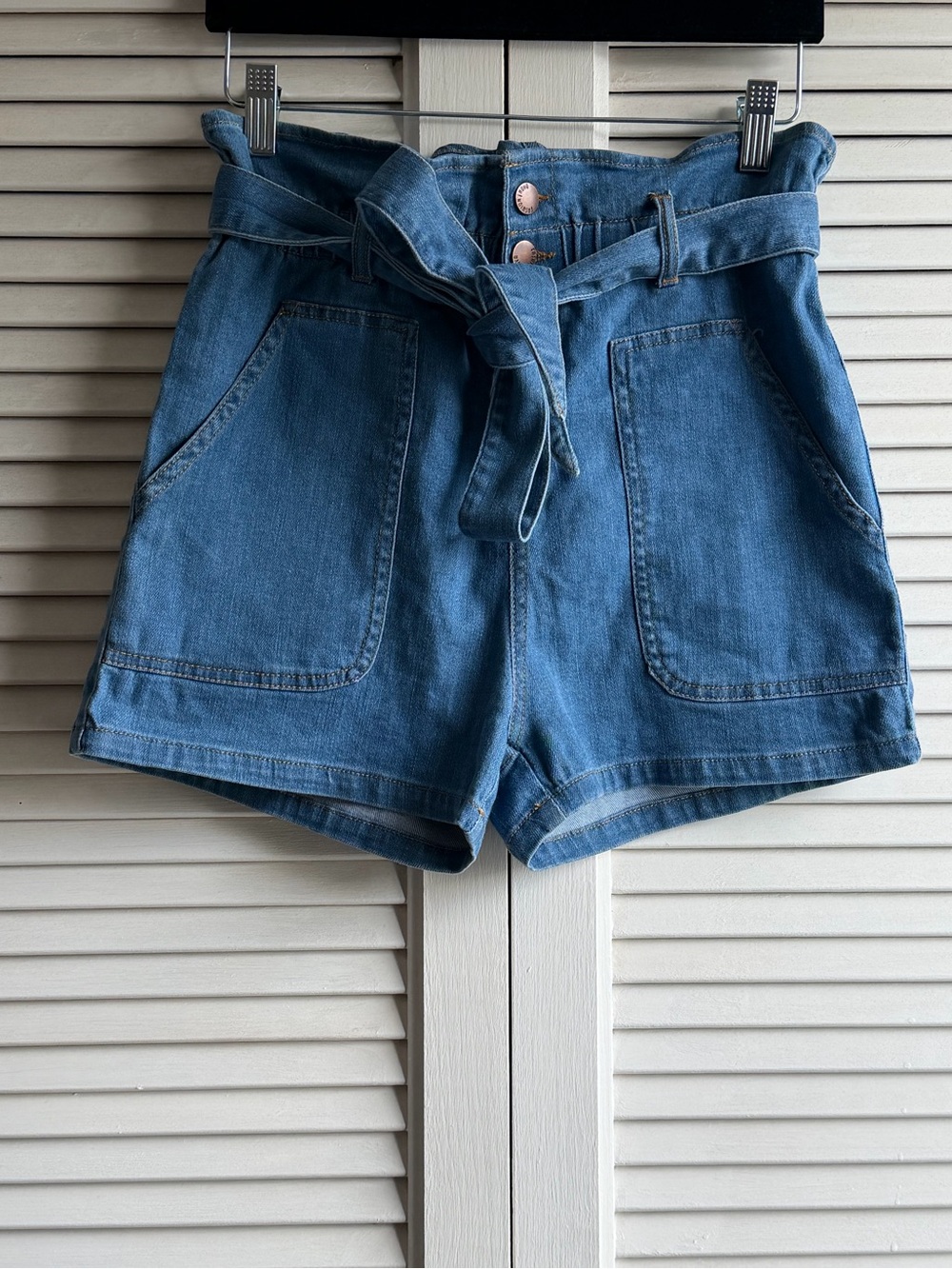 Fashion Nova Blue Tie-Waist High-Rise Denim Shorts